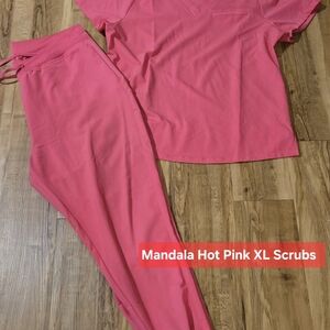 Mandala Women's Hot Pink Scrub Set